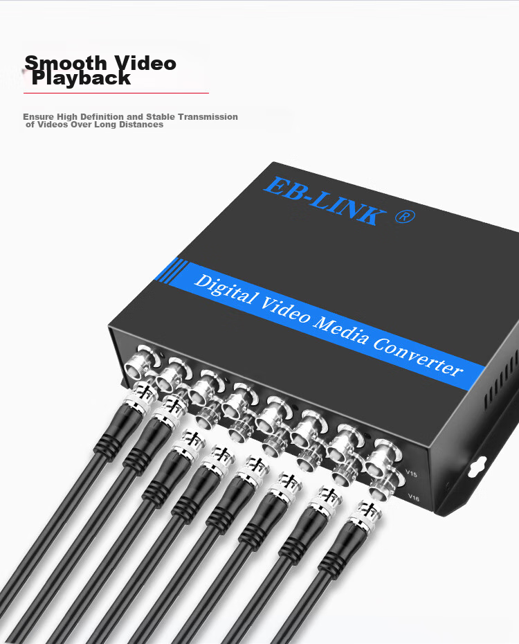 EB-LINK EB-RS Video Optical Terminal, 16-Channel Pure Video Digital Analog HD Monitoring Fiber Optic Extender, Single-Mode Single-Core FC Interface 2