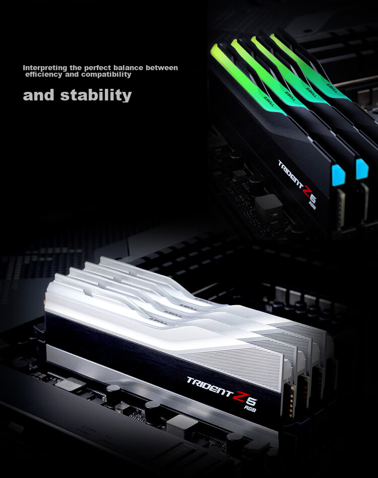 G.SKILL, 64GB (32G X 2) Kit, DDR5 6000MHz, Desktop Memory Module - Trident Z RGB Light Bar (Dark Mist Black)/C36 16