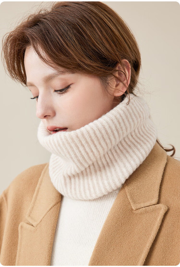JIUMU Pure Wool Warm Neck Gaiter for Women, Autumn And Winter Thickened Cold-Proof Neck Protector, Women's Neck Warmer, Outdoor Scarf for Winter 10
