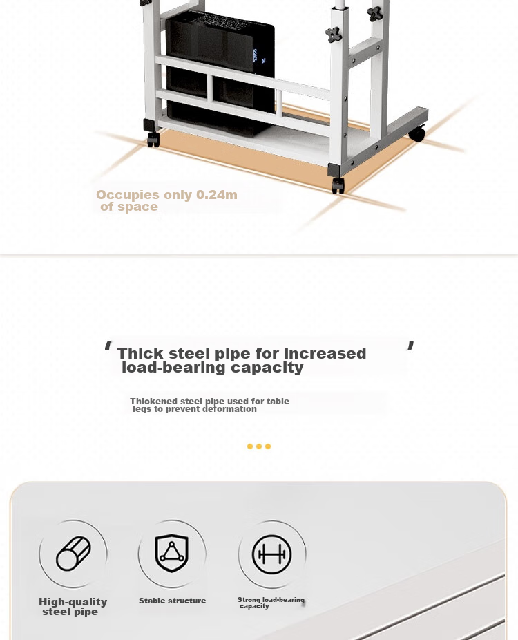 Anerya Mobile Laptop Desk with Wheels, Lazy Height-Adjustable Study Table, Bedside Small Desk, Light Walnut Color 12