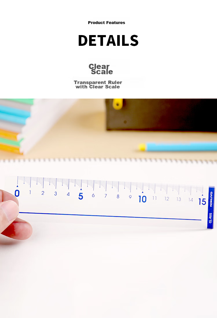 KOKUYO 15CM Acrylic Ruler, Stationery for Students' Exams, Drawing, Measurement, Office Use, Portable Graduated Transparent Ruler for College Entrance Exam, CL-R15 3