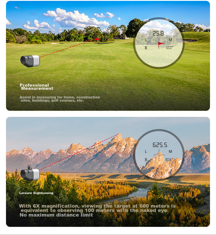 JD Original Rangefinder Binoculars, Handheld High-Magnification High-Definition Measuring Device, Portable Golf Height Measurement Electronic Ruler, 1200m Range 4