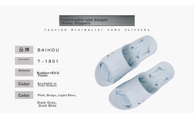 BAIHOU Bathroom Shower Side Drainage Non-Slip Massage Couple Home Use Cool Slippers for Men, Light Blue, Size 47-48 8