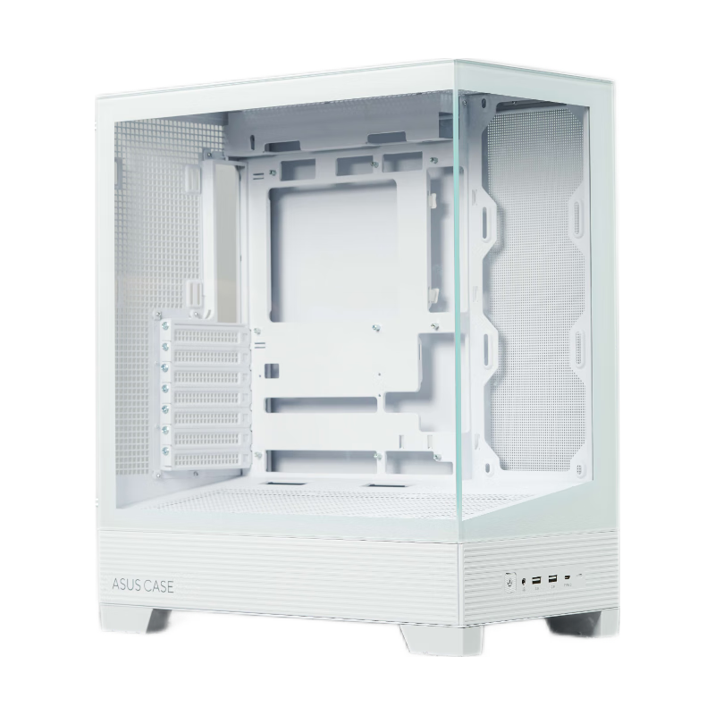 ASUS A31 Panoramic Case, Double-Sided Glass Design, Supports Back-Mounted Motherboard, 10Gbps Type-C Port, 360mm Water Cooling, Tool-Free Disassembly, White