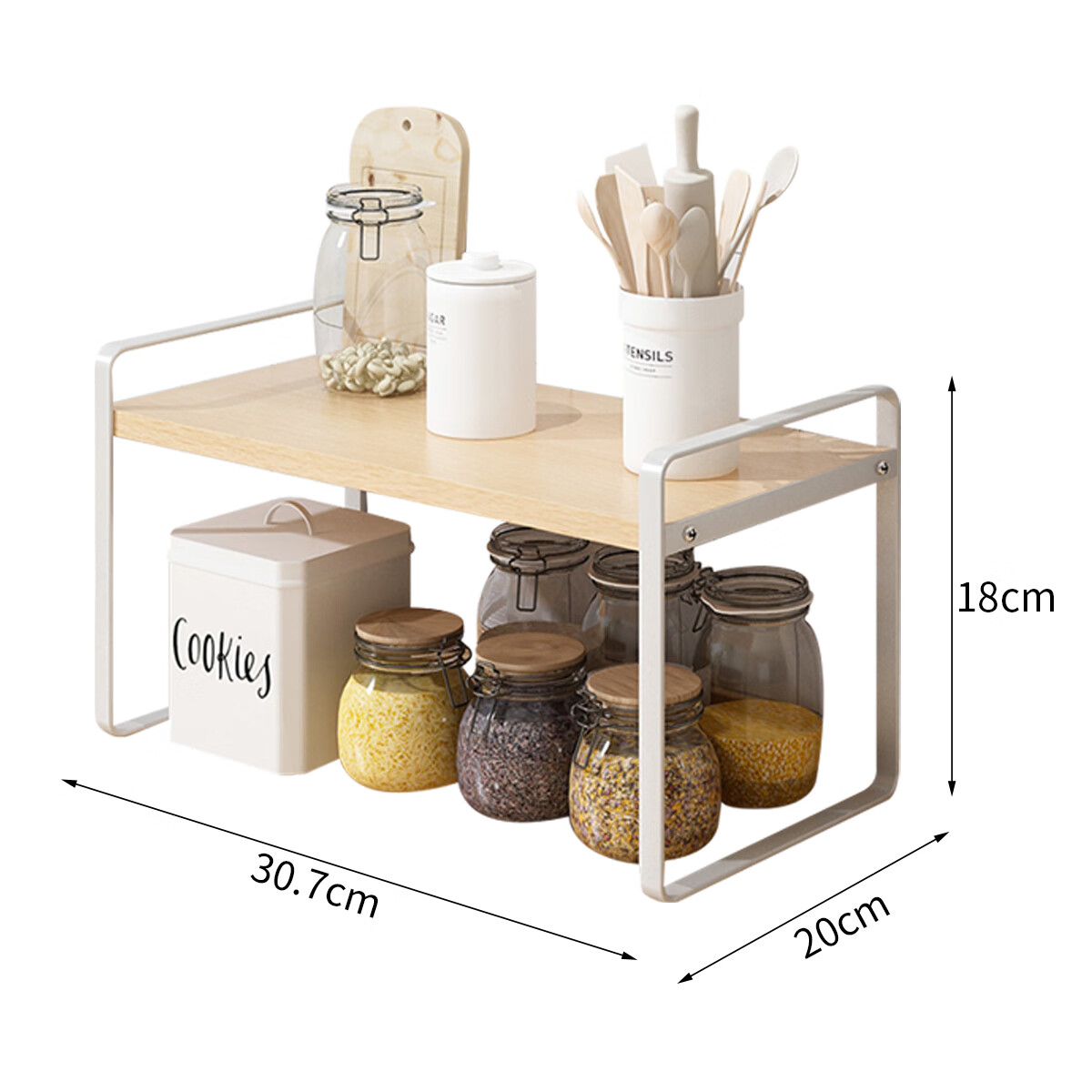 Ouranzhe Medium Wooden Desktop Multi-Layer Bookshelf Double-Layer Storage Rack for Computer Desk
