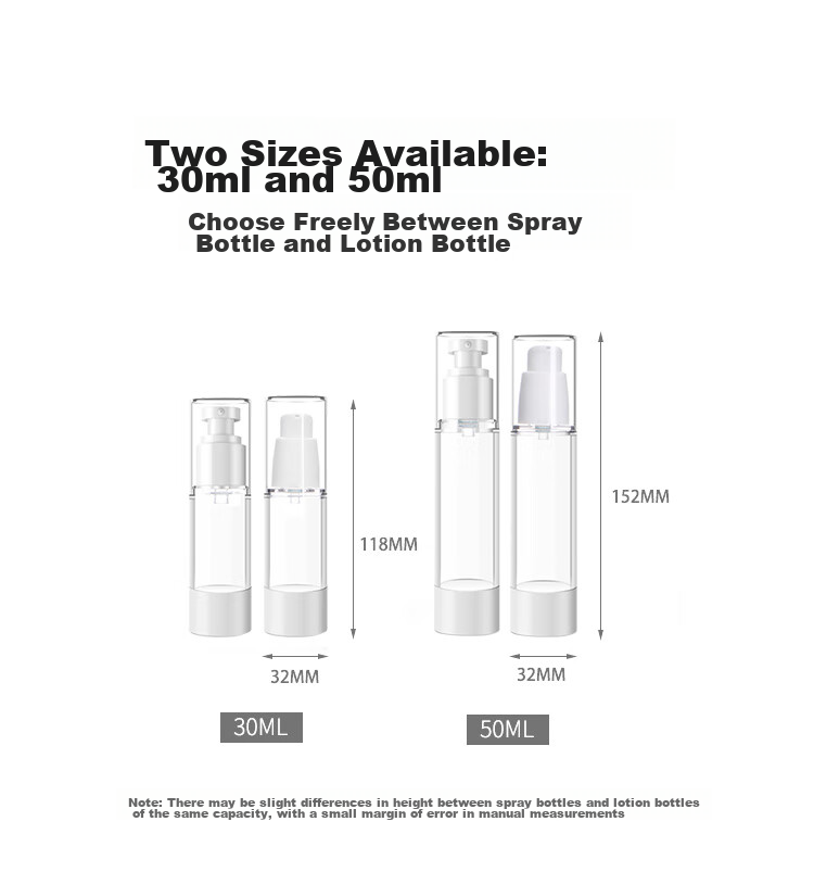 Meifuyu Vacuum Pump Spray Bottles, 50ml*2, Toner Spray Bottles, Empty Bottles, MF0471 13