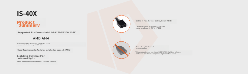 ID-COOLING (Kuren) Downward-Facing Air-Cooled CPU Cooler with 5 Heat Pipes Direct Contact, 12CM Fan, Compatible with LGA1200/1700/AM4/5, ITX NAS IS-50X V3 2