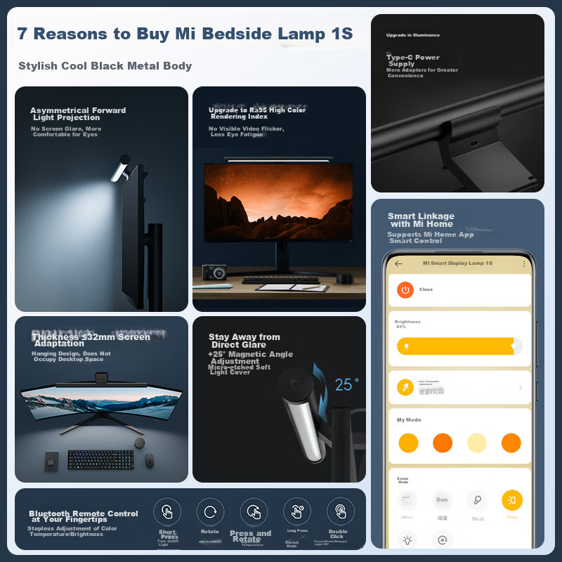 Mijia Smart Monitor Screen Hanging Lamp 1S, Computer Gaming Desk Reading Lamp, Xiaomi Lighting Gift