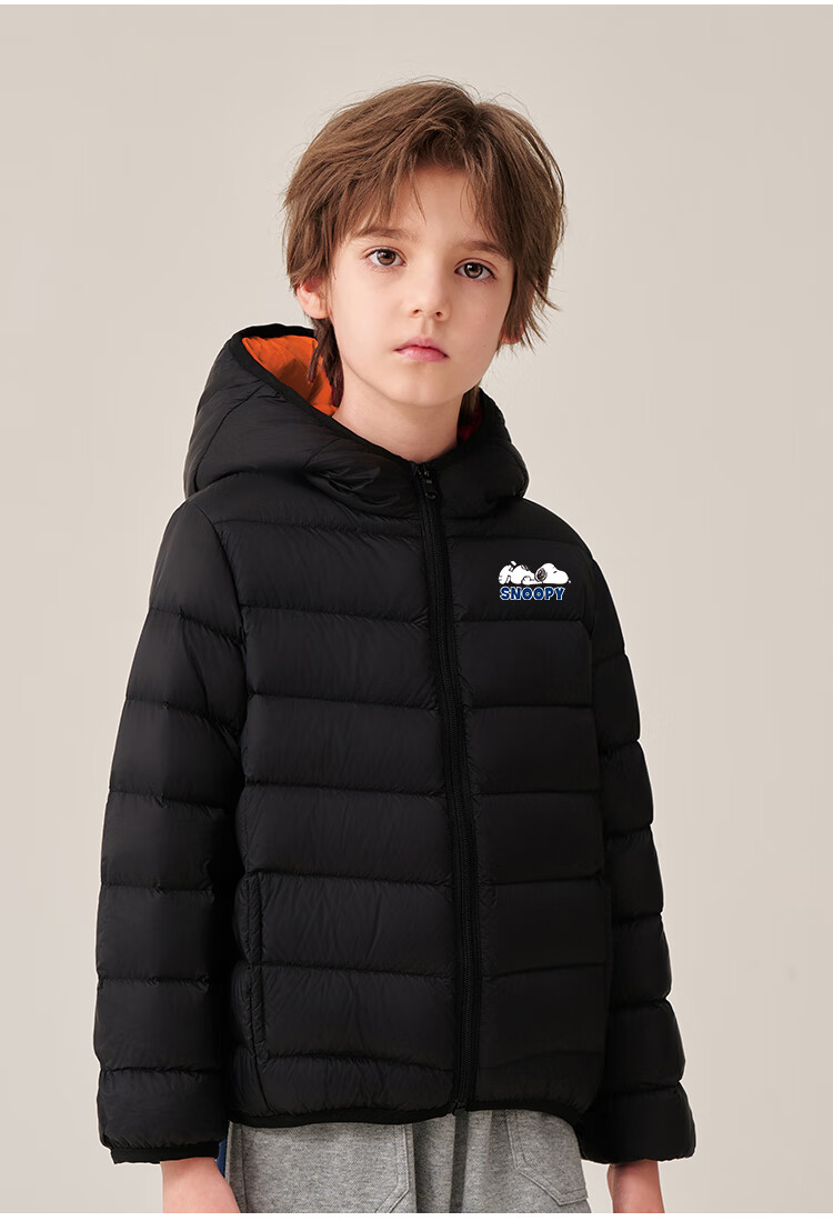 SNOOPY Children's down Jacket, 90% Down, Lightweight Hooded Warm Coat for Boys And Girls, Thin down Jacket for Older Children in Winter 9