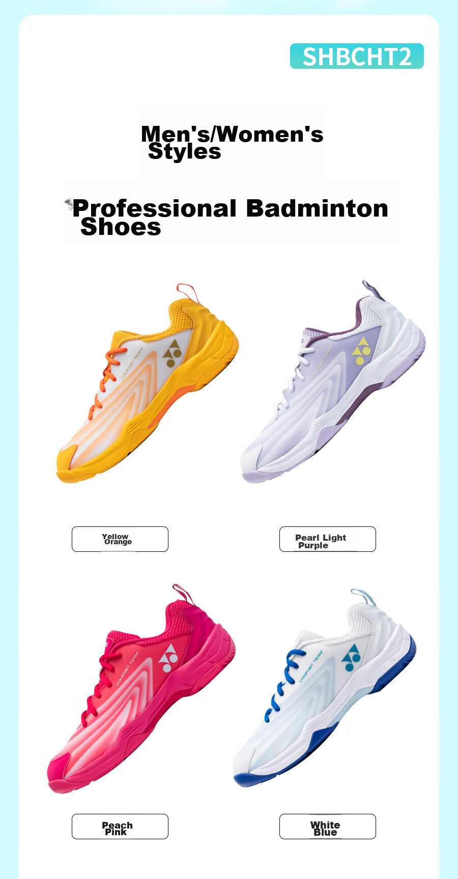 YONEX Badminton Shoes for Women, Professional Shock-Absorbing Sports Shoes SHBCFT2EX, Pearl Light Purple, Size 37 7