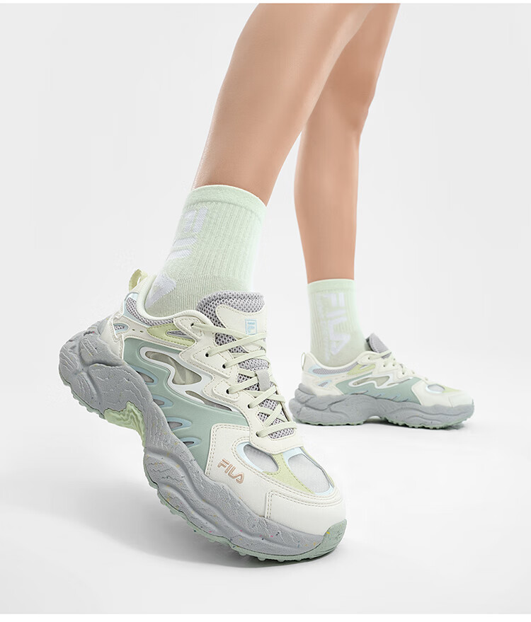 FILA Fern Pattern Sneakers [Yang Mi Style] Women's Dad Shoes Sports Casual Shoes 26
