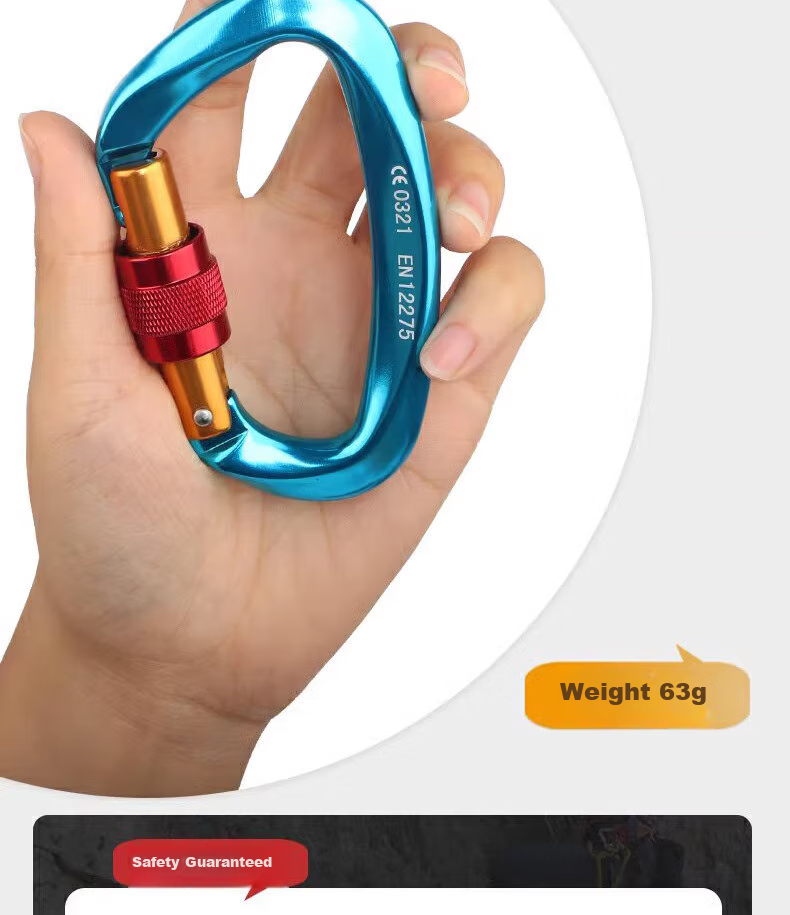 Geermu Climbing Equipment, Main Lock, Aluminum Alloy Lock Buckle Safety Hook, Meilong Lock Load-Bearing, Carabiner, D-Shaped Lock, GM976, Blue 6