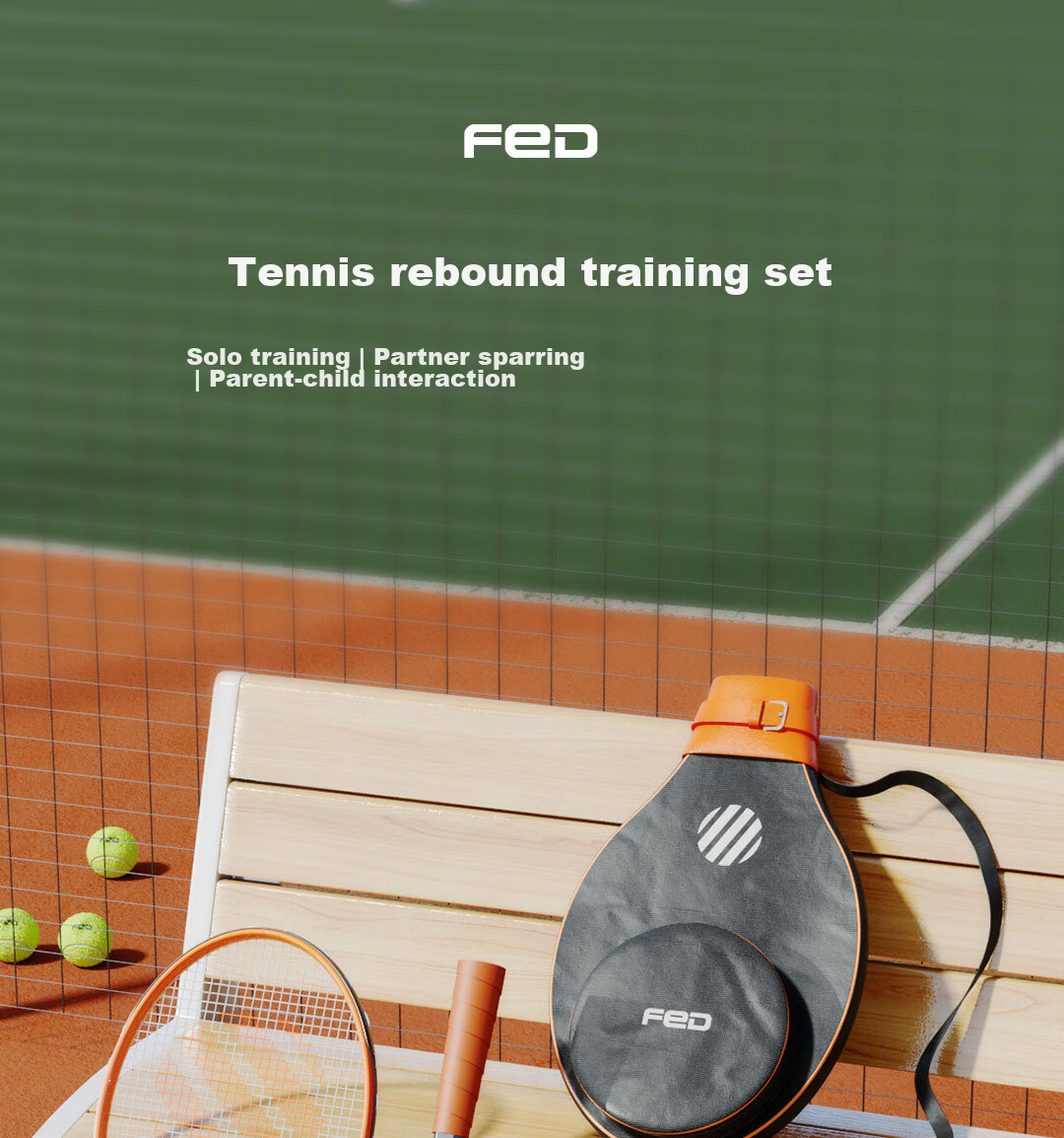 FEIERDUN FED Tennis Racket, Tennis Training Device, Stringed Rebound Ball, for Single Beginners, College Students, Children, Double Professional Set 1