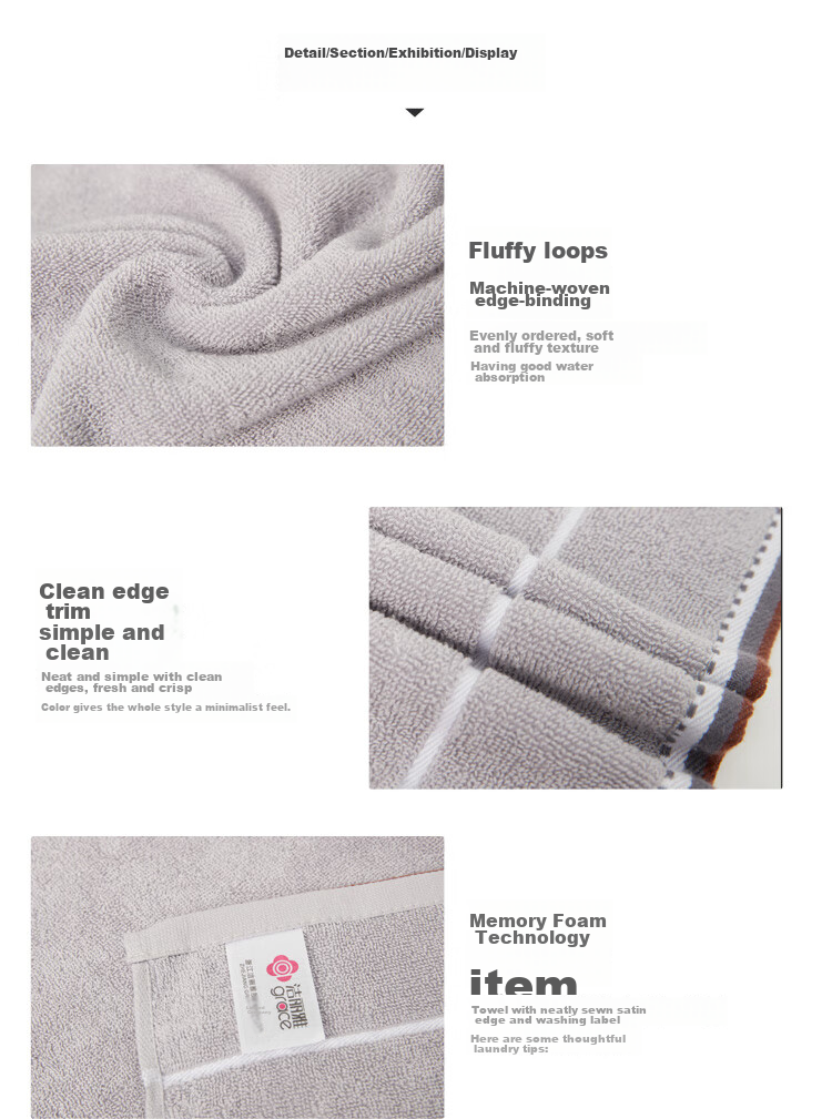 Grace Towel Home Textiles Class A Pure Cotton Plain Face Towels Thickened Satin Edge Soft Face Towels Pack of Ten 90g/piece Sports 4
