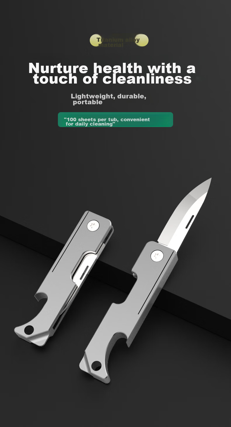 YORA Titanium Alloy Multifunctional Keychain Mini Knife Beer Opener Package Opener Folding Portable EDC Tool 1