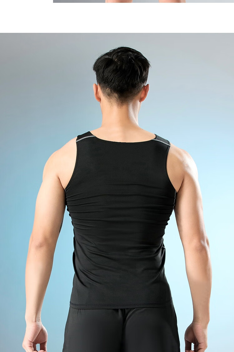 FANDIMU Men's Sports Running Tank Top, Tight-Fitting Breathable Comprehensive Training Fitness Basketball Sleeveless T-Shirt Top, Two-Piece Set 12