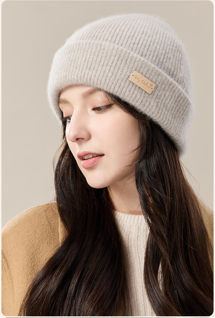 JIUMU 100% Cashmere Warm Knit Hat, Autumn And Winter Knitted Cap, Cold Hat, Winter Hat, Outdoor Ear Protection Cold Cap for Wome 14
