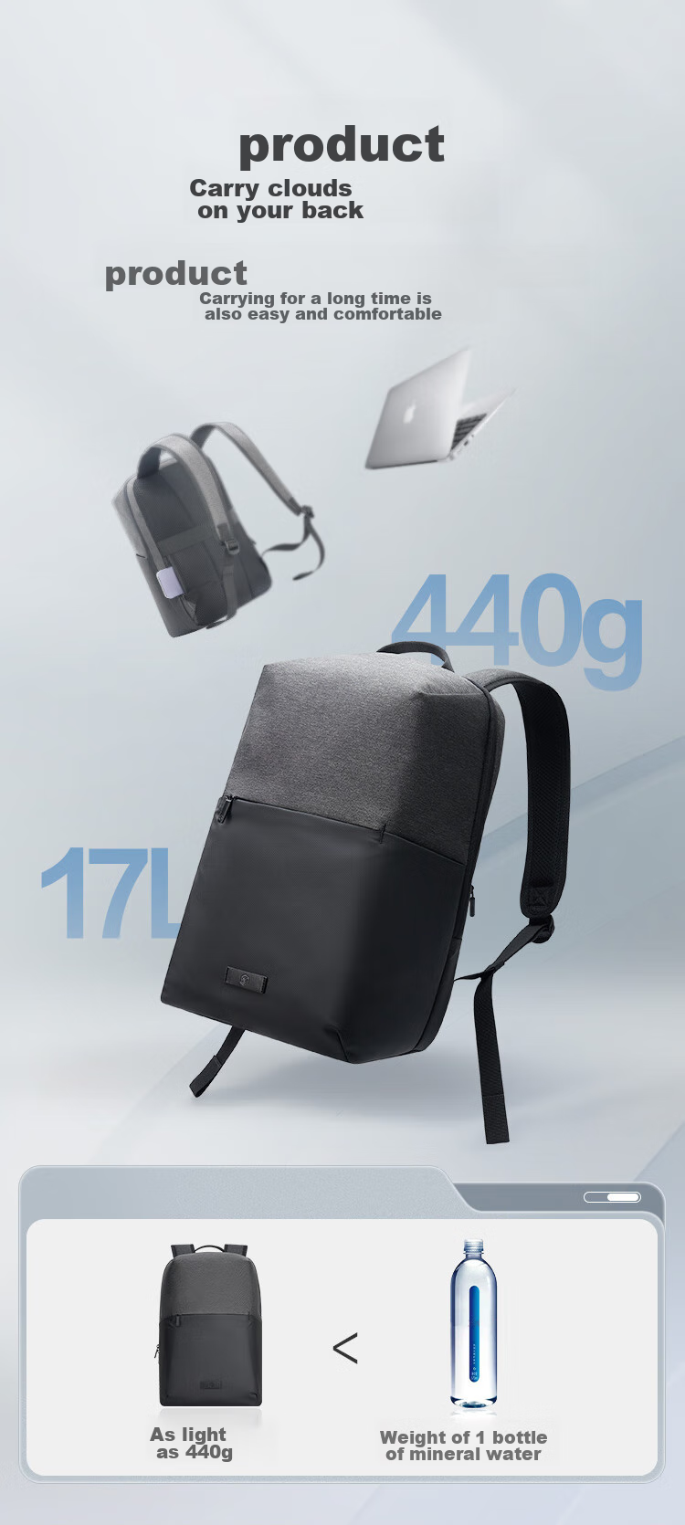 JD Original Commuter Backpack, Business Travel Large Capacity, for Men And Women, Students, Laptop Bag, Schoolbag, Dark Gray 3