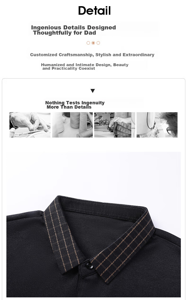 Baocaiyang Middle-Aged And Elderly Long-Sleeve T-Shirt for Men, Spring And Autumn Dad's Wear, Loose Casual Polo Undershirt, Elderly Grandfather's Top Clothing 7
