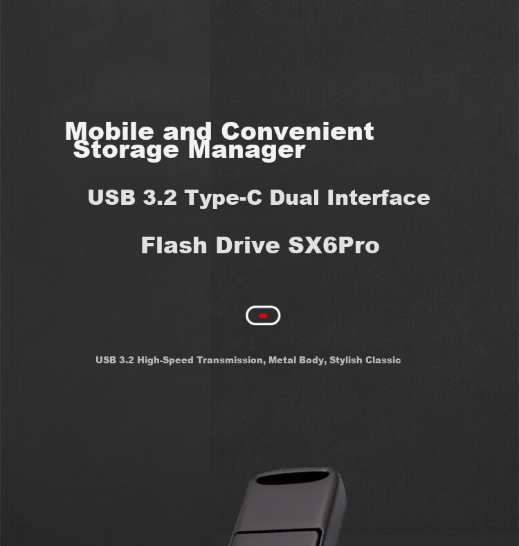 Lenovo 64GB Type-C USB3.2 Dual-Interface Metal Cap Dustproof Shockproof Mobile Flash Drive SX6Pro Series Gunmetal Color 1