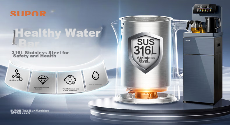 SUPOR Tea Bar Machine, High-End Home Water Dispenser, Remote Control, Intelligent Bottom-Loading Water Tank, Fully Automatic, Self-Controlled Temperature, Anti-Dry Burning, Anti-Overflow, for Living Room And Office Use, CBJ12F 2