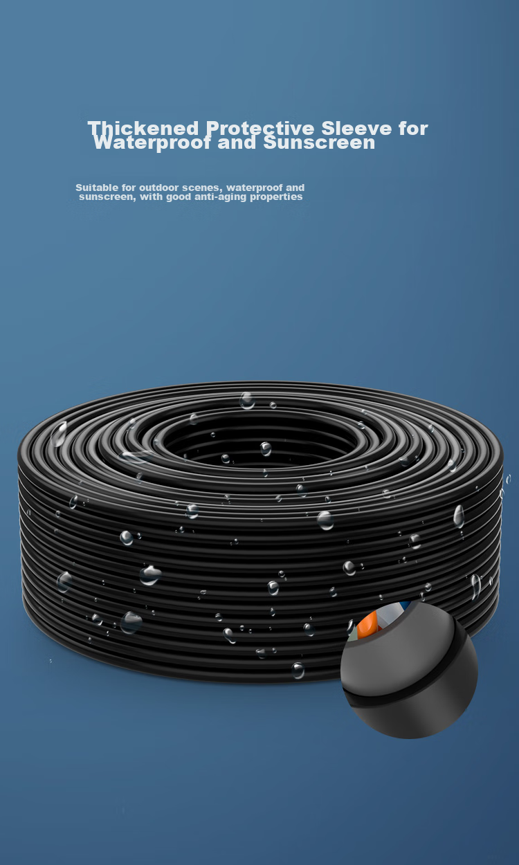 HAILE Outdoor Waterproof Network Cable HT6508, Category 5e Double Sheathed Unshielded, 24AWG Pure Oxygen-Free Copper, 305 Meters/box 5