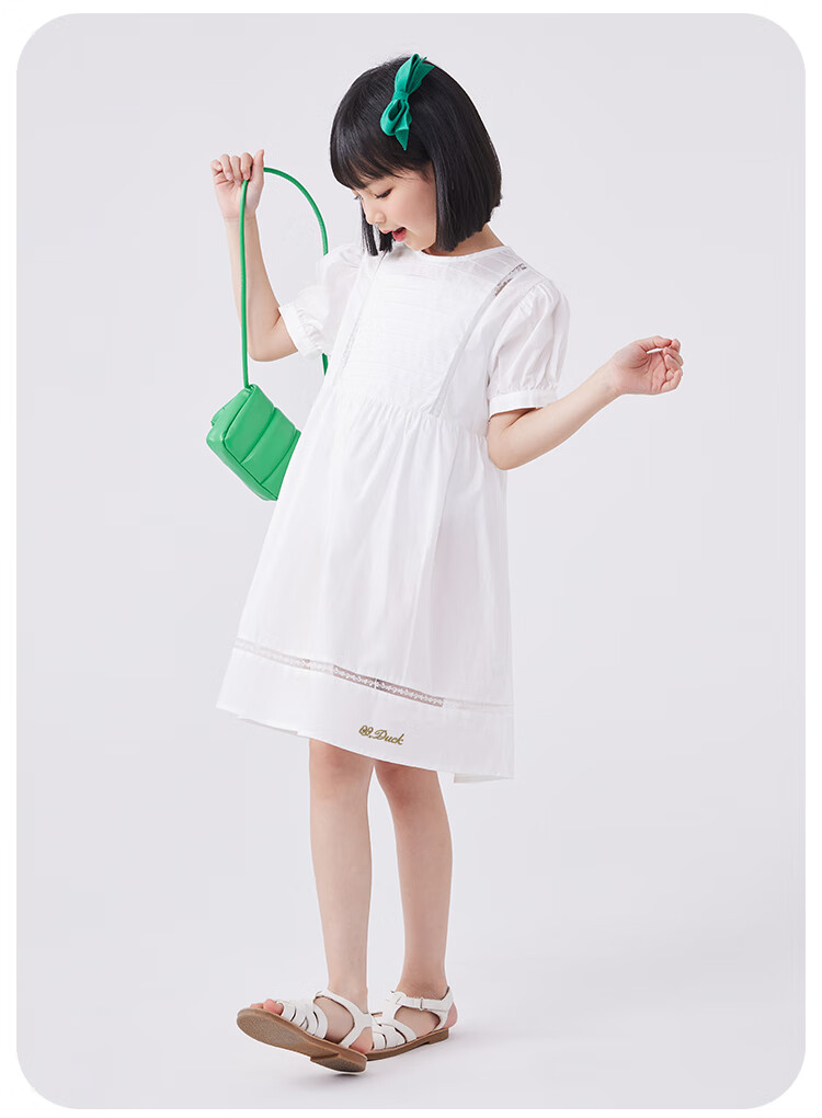 QQ DUCK Girls' Dress, Children's Summer Princess Dress, Youth Skirt, Gift for Holidays And Performances, Formal Dress, White 8