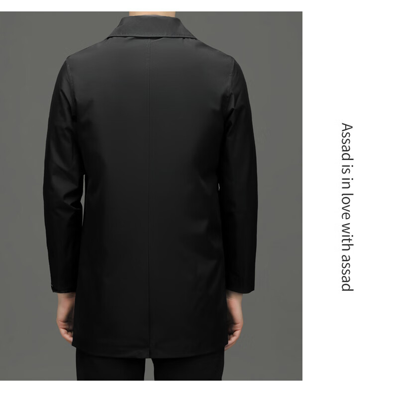 ROMON Men's Trench Coat, Spring And Autumn Business Casual Mid-Length Overcoat, Outerwear Jacket D-2021 Black XL 27