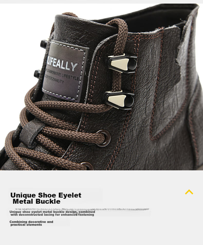 HLA Martin Boots Men's Casual Shoes Autumn Winter Work Shoes HAAGZM4AB70567 Brown Fleece-Lined Size 42 16