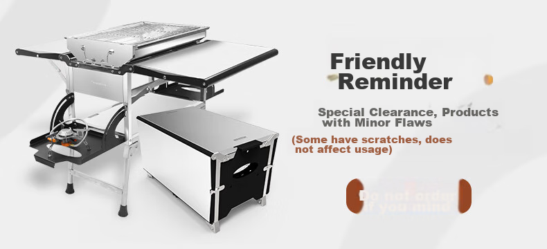 E-Rover Household Stainless Steel Barbecue Grill, Foldable Outdoor Grill Table, Smokeless Barbecue Stove, Skewer Roasting Tool 1