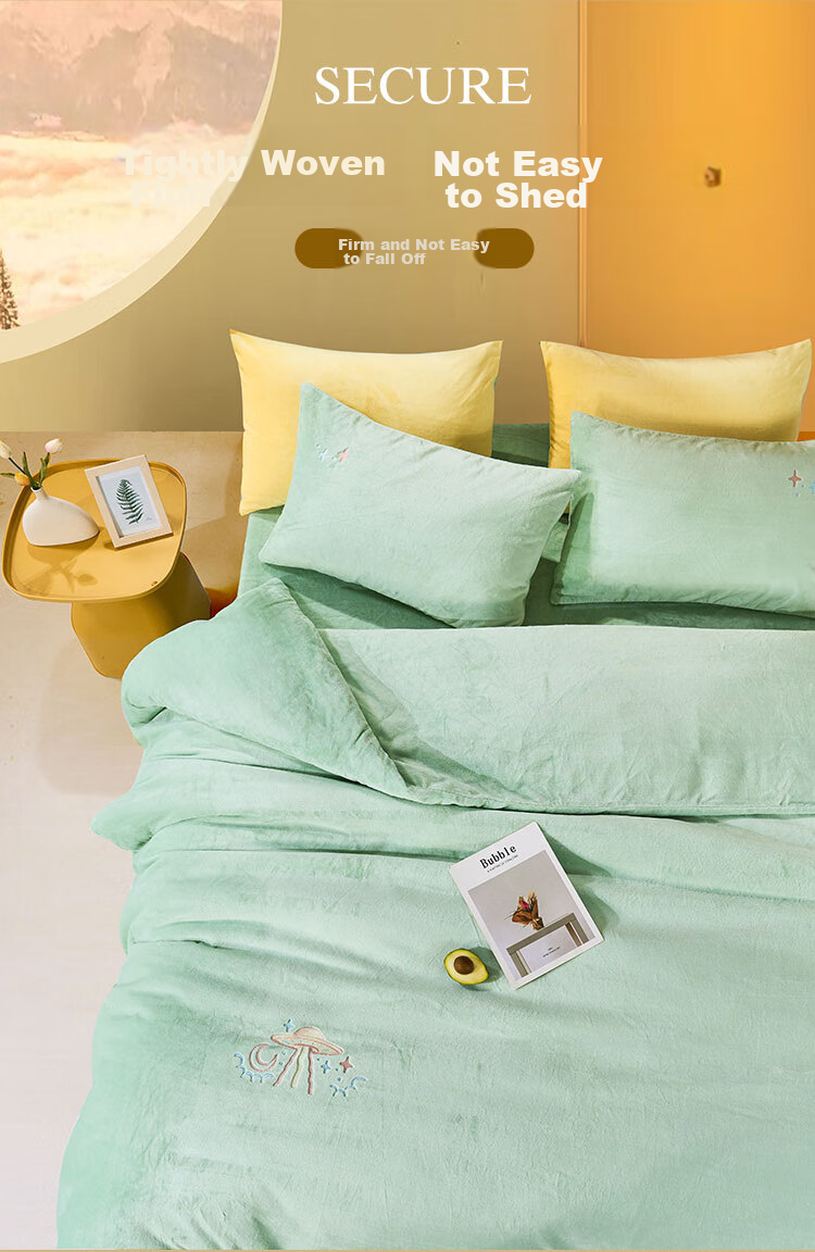 Fuanna Milk Velvet 4-Piece Bedding Set Winter Anti-Static Flannel Sheet and Duvet Cover Single/Double 203x229cm 9