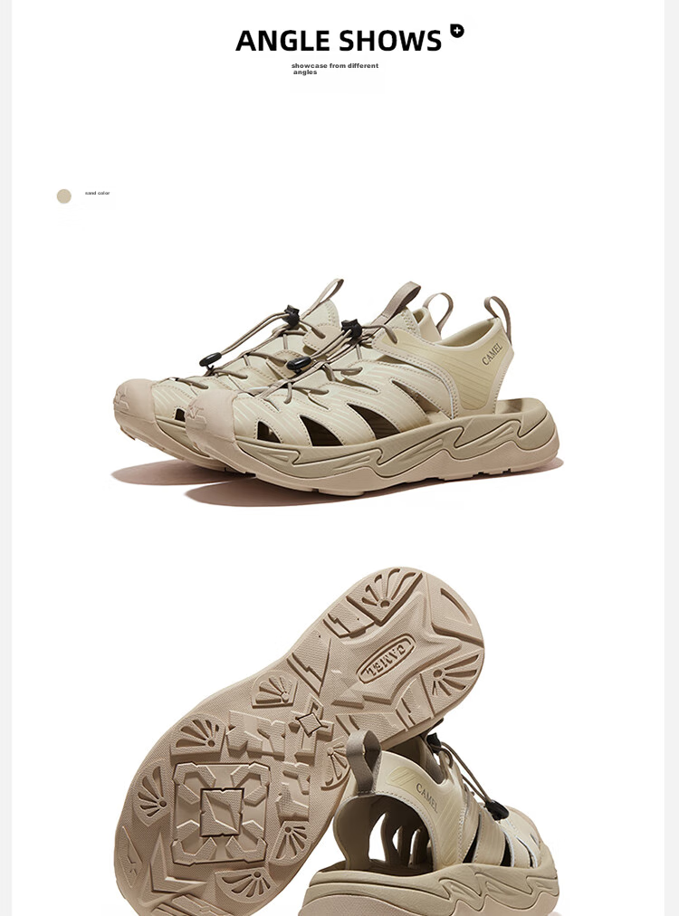 CAMEL Summer Outdoor Sandals for Men And Women, Thick-Soled Closed-Toe Beach Shoes, Water Wading And Stream Trekking Footwear 4