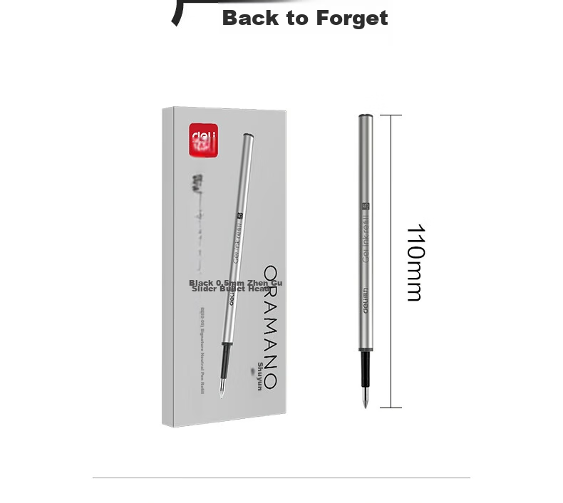 Deli Premium Smooth Retractable Gel Pen Refills, Retractable Ballpoint Pen Refills, 0.5mm Bullet Tip Black, 5 Pieces/box, SE59-05 for College Entrance Exam 15