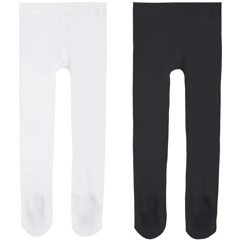 Hodohome Children's Thin Socks, Girls' Non-Slip Dance Practice Socks, Leggings, Pantyhose, 012 White + Black, for Ages 5-7