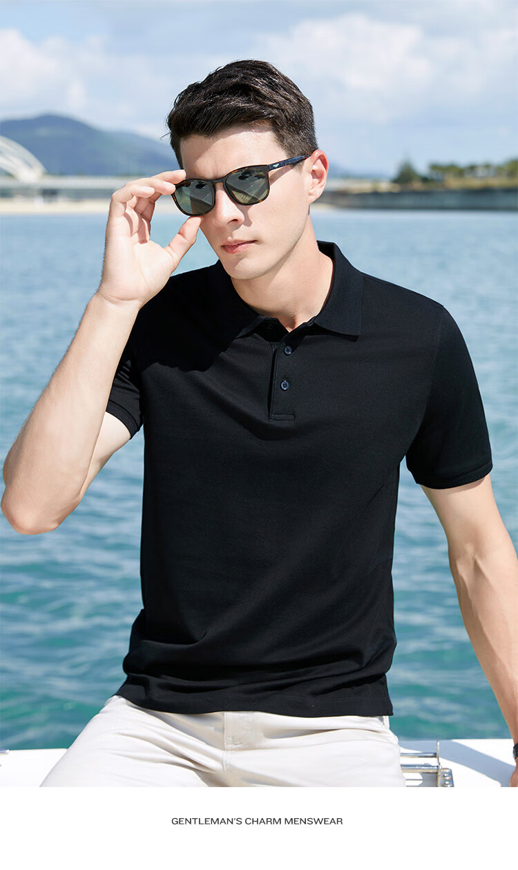Andongniao [Double-Thread 100% Cotton] Men's High-End Polo Shirt, Smooth Short-Sleeve Summer Lightweight Luxury Collared Breathable Pique T-Shirt 16