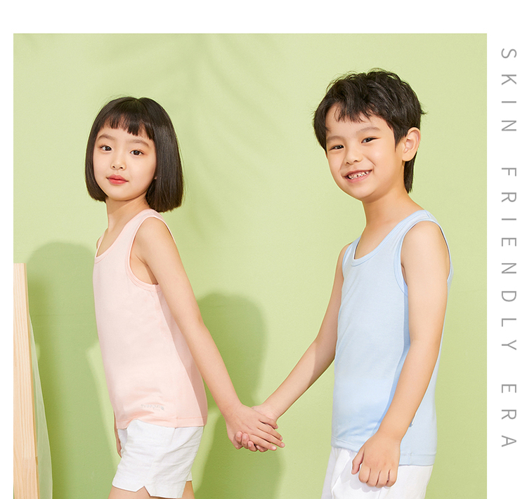 THREEGUN Children's Clothing Class A Modal Undershirt Vest for Girls And Boys Students 16