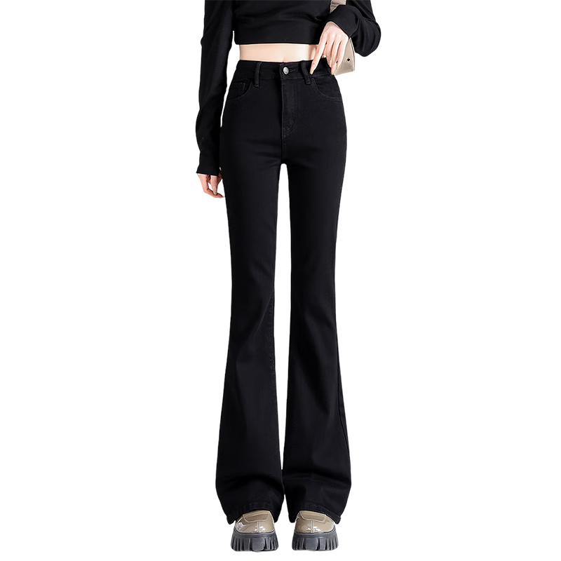 Yipintiancheng Trendy Slim-Fit Flared High-Waisted Stretchy Casual Wide-Leg Jeans for Women, Spring/summer 2026
