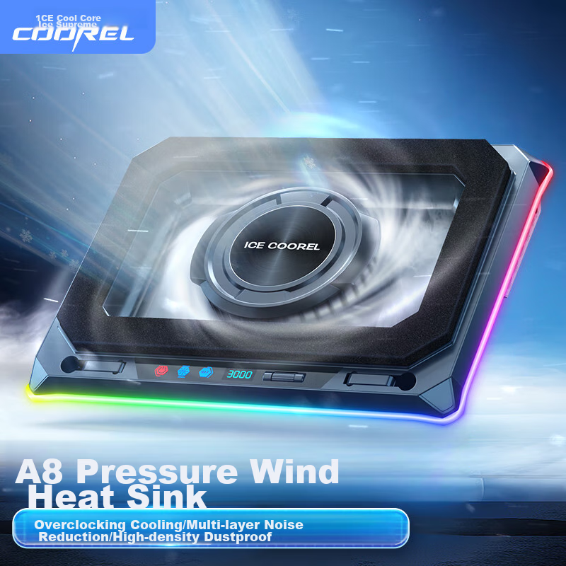 Охлаждающая подставка для ноутбука ICE COOREL A8, регулируемая скорость, RGB подсветка, для ноутбуков 15-21 дюйм
