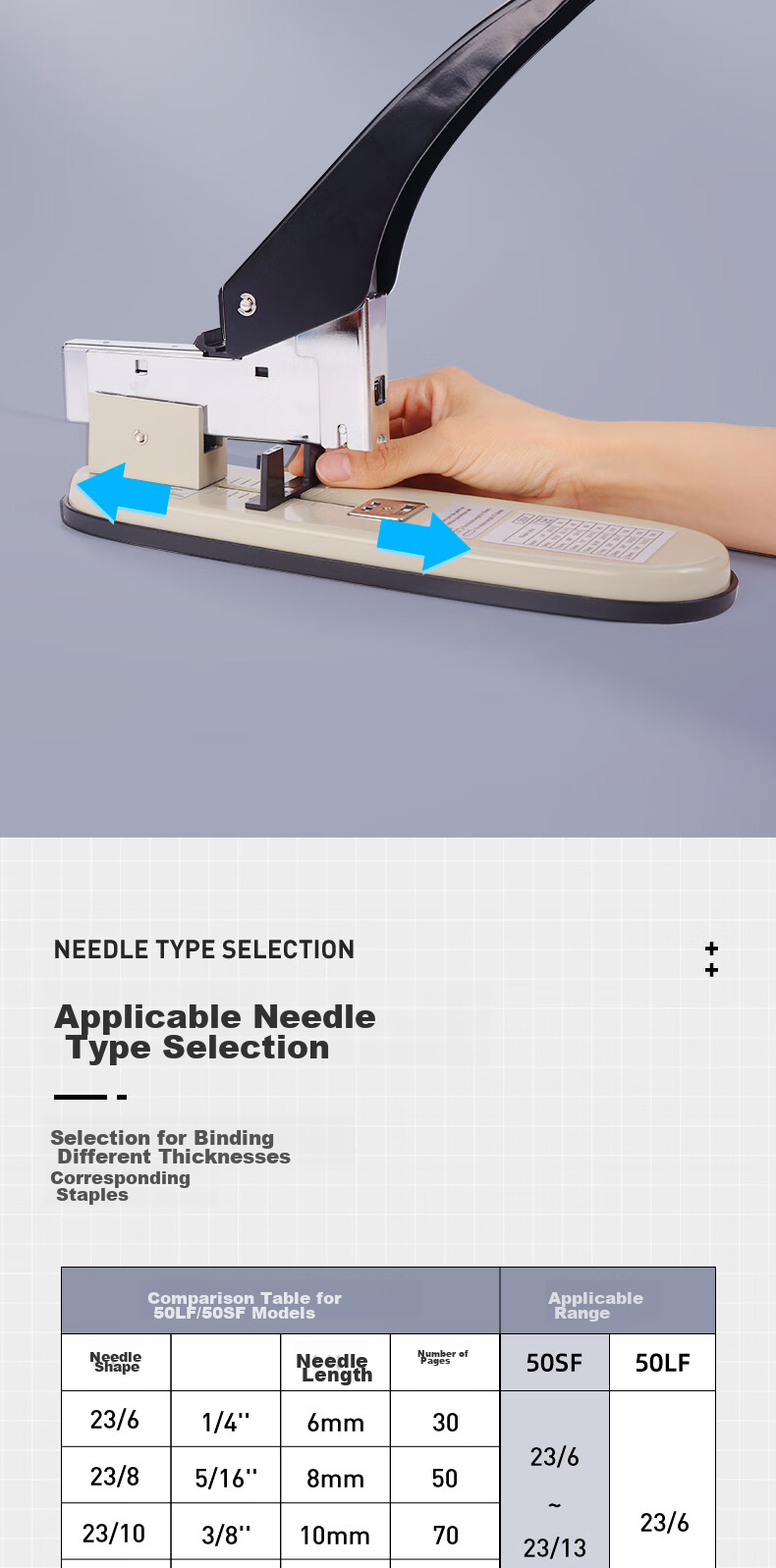 KW-Trio Heavy-Duty Stapler, Large Capacity Office Stapler, Thickened 23 Series, Can Staple up to 100 Pages 6