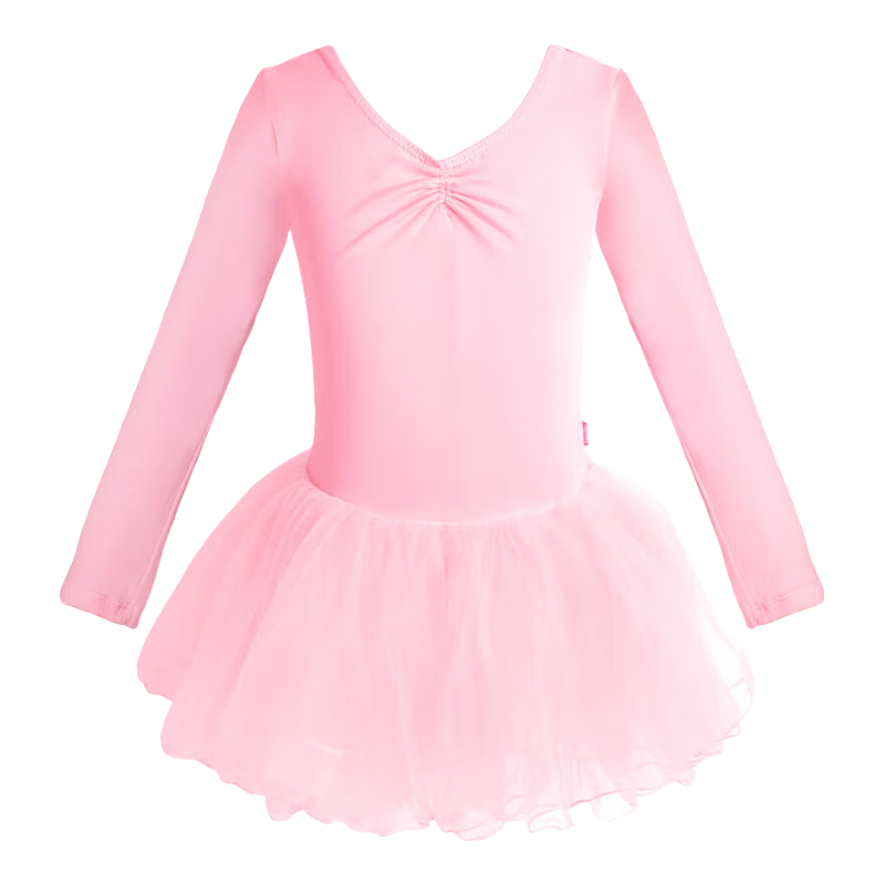 Aiwuge Children's Ballet Dance Dress, Long-Sleeve Puffy Skirt, Girls' Chinese Dance Practice Costume, Tulle Skirt, Size 160