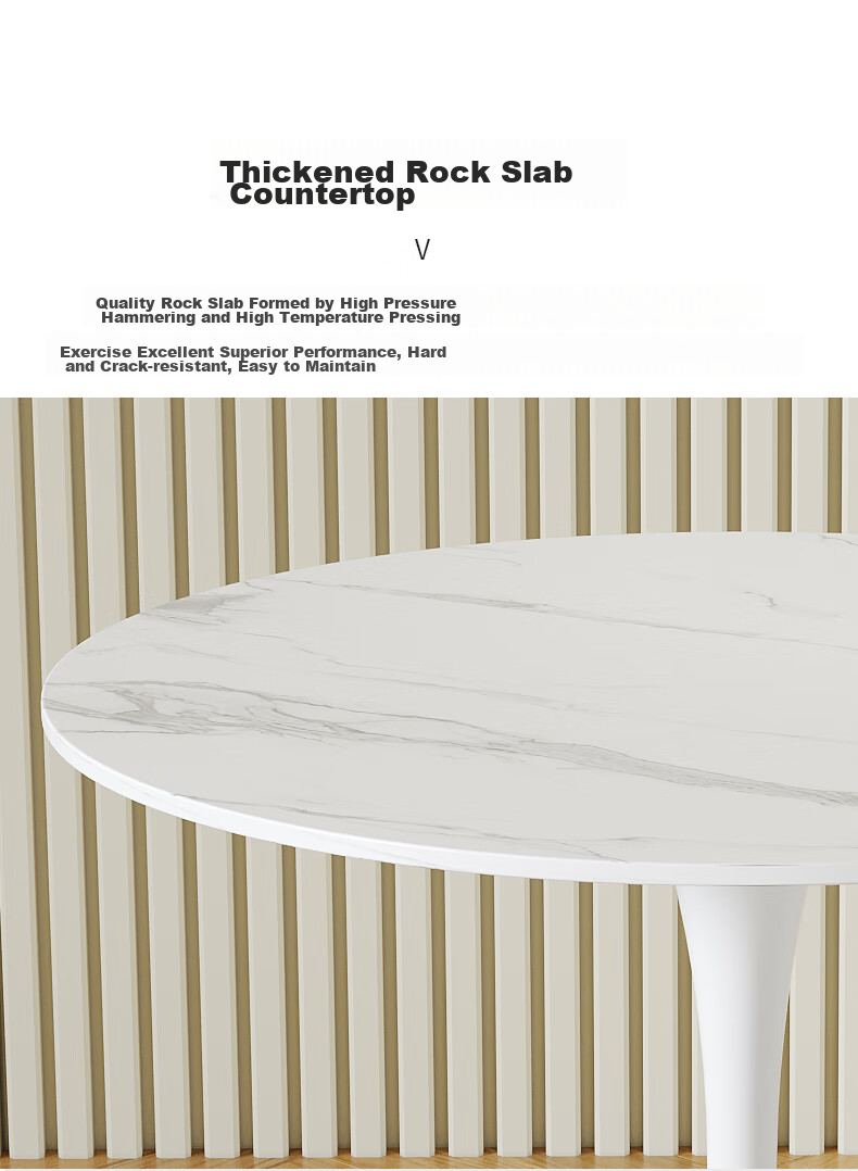 KULIN Rock Slab Dining Table, Round Small Table, Restaurant Coffee Table, Simple Round Office Negotiation Side Table, 60*74cm 10