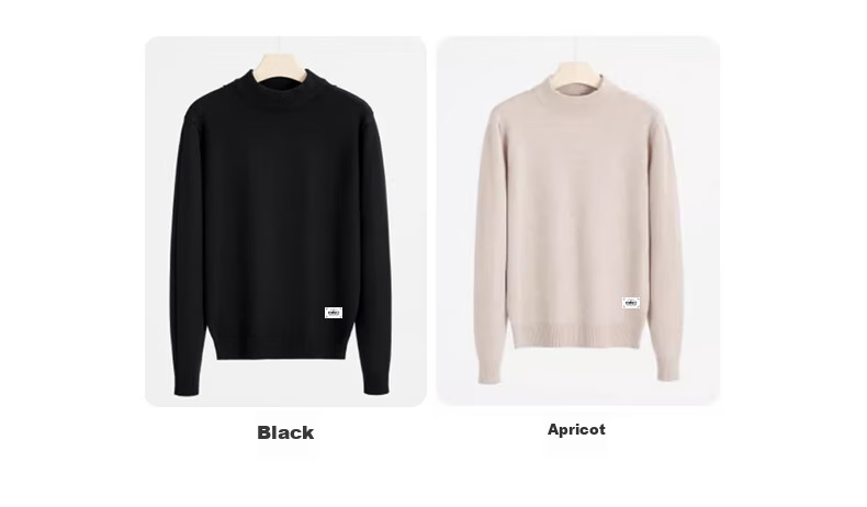 Huili All-Wool Sweater for Men, Autumn And Winter High-End Round Neck Warm Base Layer Knit Pullover, Black, Size L 8