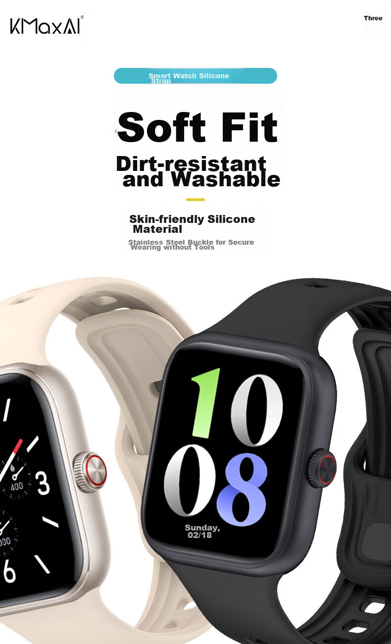 KMaxAI Compatible Silicone Watch Band for Vivo/iQOO WATCH GT, Sports Watch Strap, Fresh Replacement Wristband, Soft Dopamine Smart Bracelet Band, Black 1