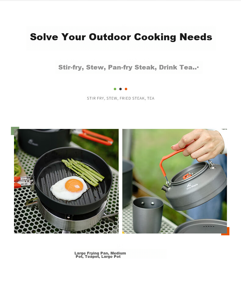 FIRE-MAPLE Feast of The Gods Special Edition 4-Piece Pot Set L Size Storage Bag with Burner, Self-Driving Camping Outdoor Camping Complete Equipment Set 10