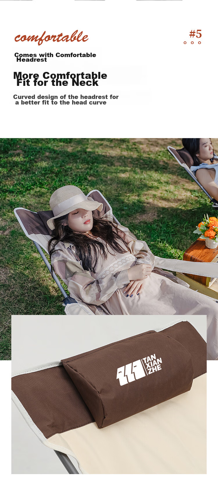 TAN XIAN ZHE Outdoor Folding Chair, Portable Camping Beach Chair, Home Nap Chair, Director's Chair, Ultra-Light Fishing Chair 6