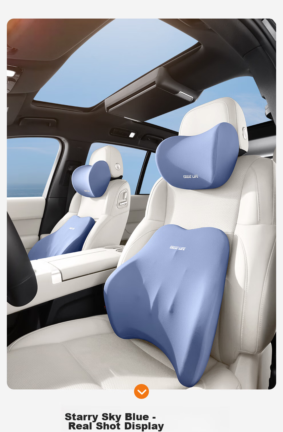 GREAT LIFE Car Headrest And Lumbar Support Set with Memory Foam Neck Pillow And Waist Cushion, In-Car Neck Protection And Lumbar Support Pad 22