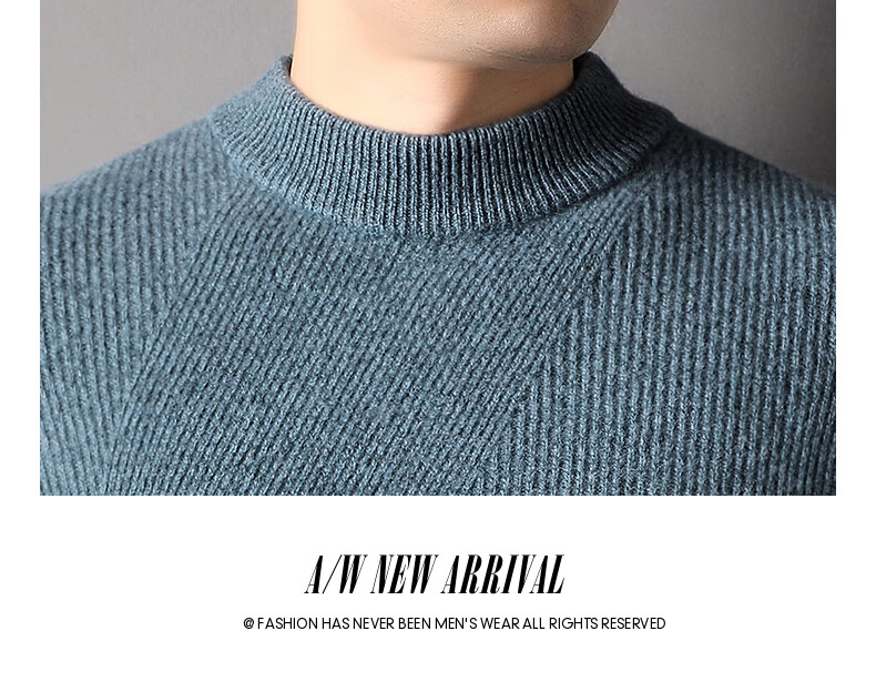 Hengyuanxiang Men's 100% Pure Wool Sweater, Thick Knit Pullover for Autumn And Winter, Round Neck Base Layer, Knitted Sweater 21