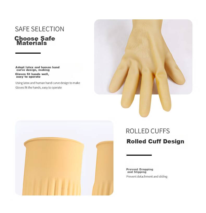 Dongfanghong 45CM Extended Protective Gloves, Thickened Rubber Latex, Waterproof Rubber, Protective, Cold-Resistant, Cleaning, Size L/red, 10 Pairs 9