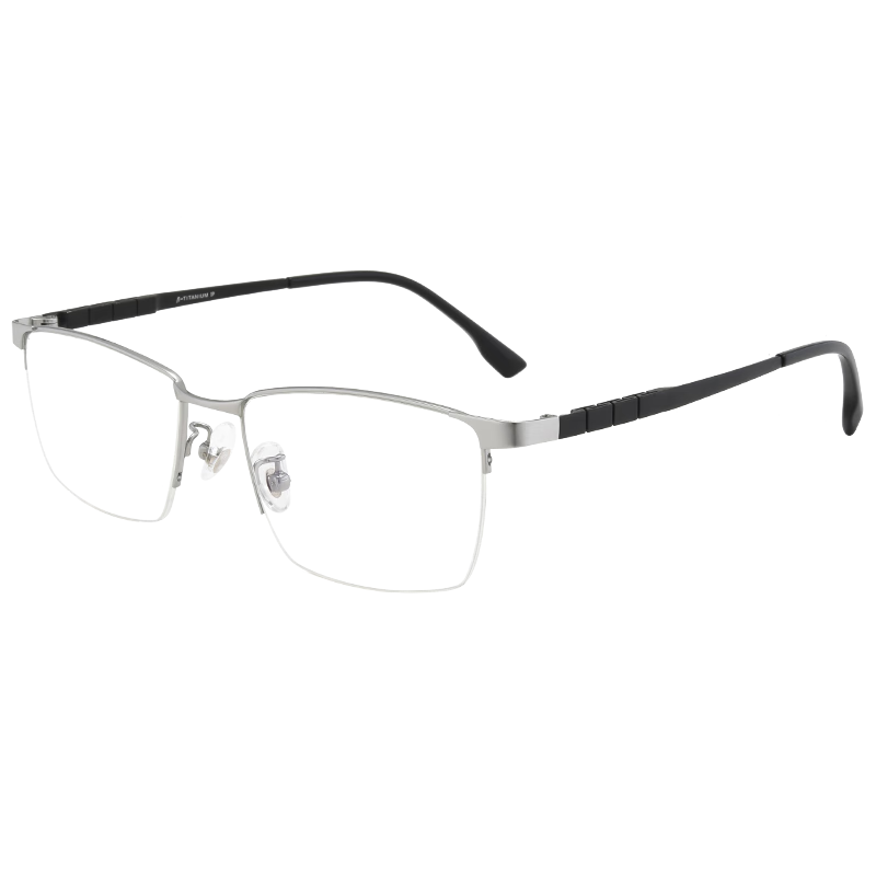 BUZZ Reading Glasses Men High-Definition Blue Light Blocking Ultra-Light Titanium Presbyopic Glasses Business Elderly NQ0024 Glossy Black Frame 300 Degree