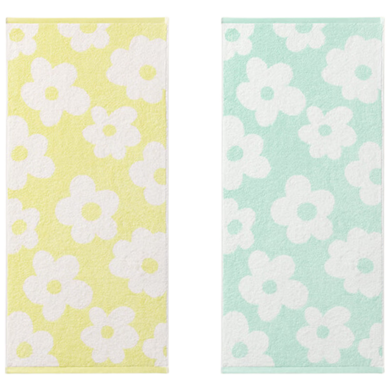 Grace Floral Cotton Towel, Pure Cotton Face Cloth, Absorbent All-Cotton Household Adult Face Towel for Men And Women, Sports Towel, Green + Yellow